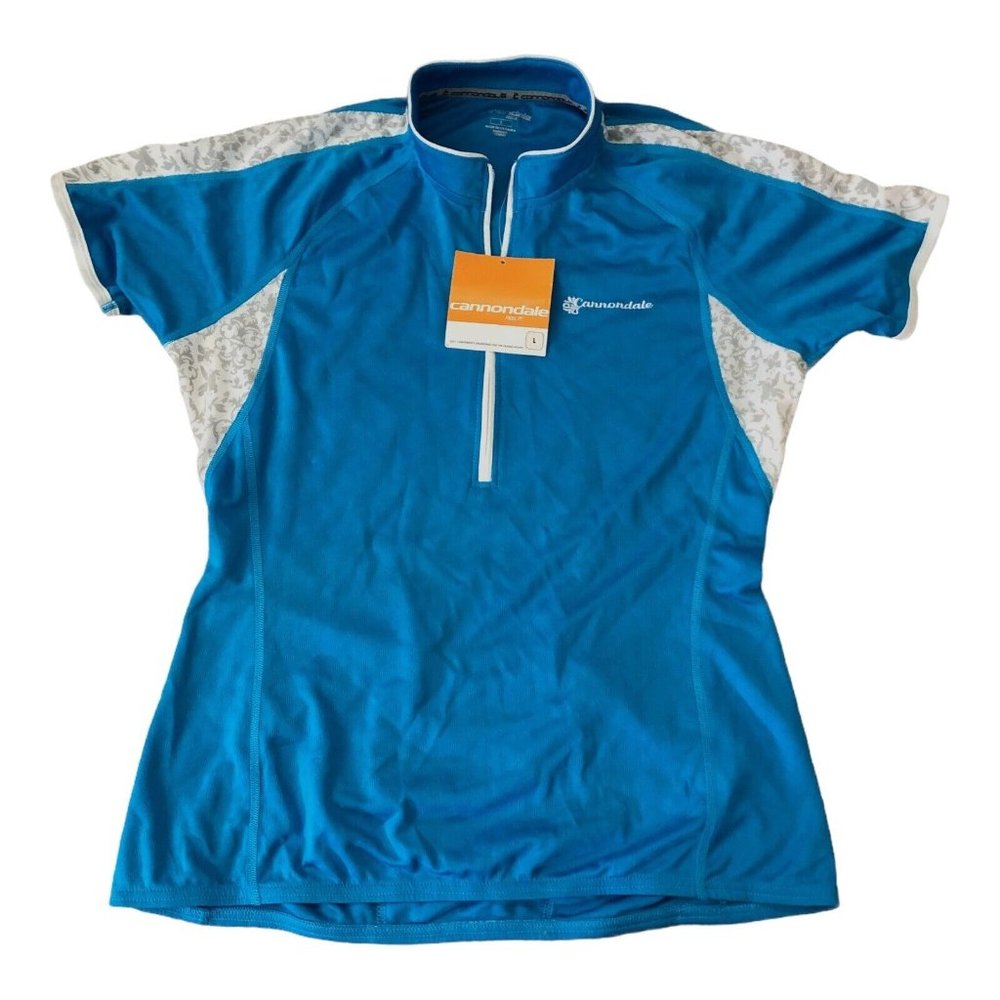 Cannondale Blue Short Sleeve Polyester Large Womens Top‎ Half Zip Jersey Nwt
